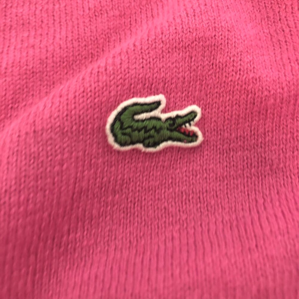 Lacoste Cardigan Sweater Croc Logo Cashmere Cotton Blend Pink Size S EU 36 - Picture 5 of 11